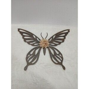 ​Rustic Metal Butterfly Wall Decor with Burlap Flower Accent Farmhouse Garden